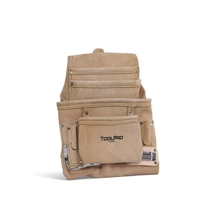 ToolPro 10 Pocket Suede Leather Nail and Tool Pouch