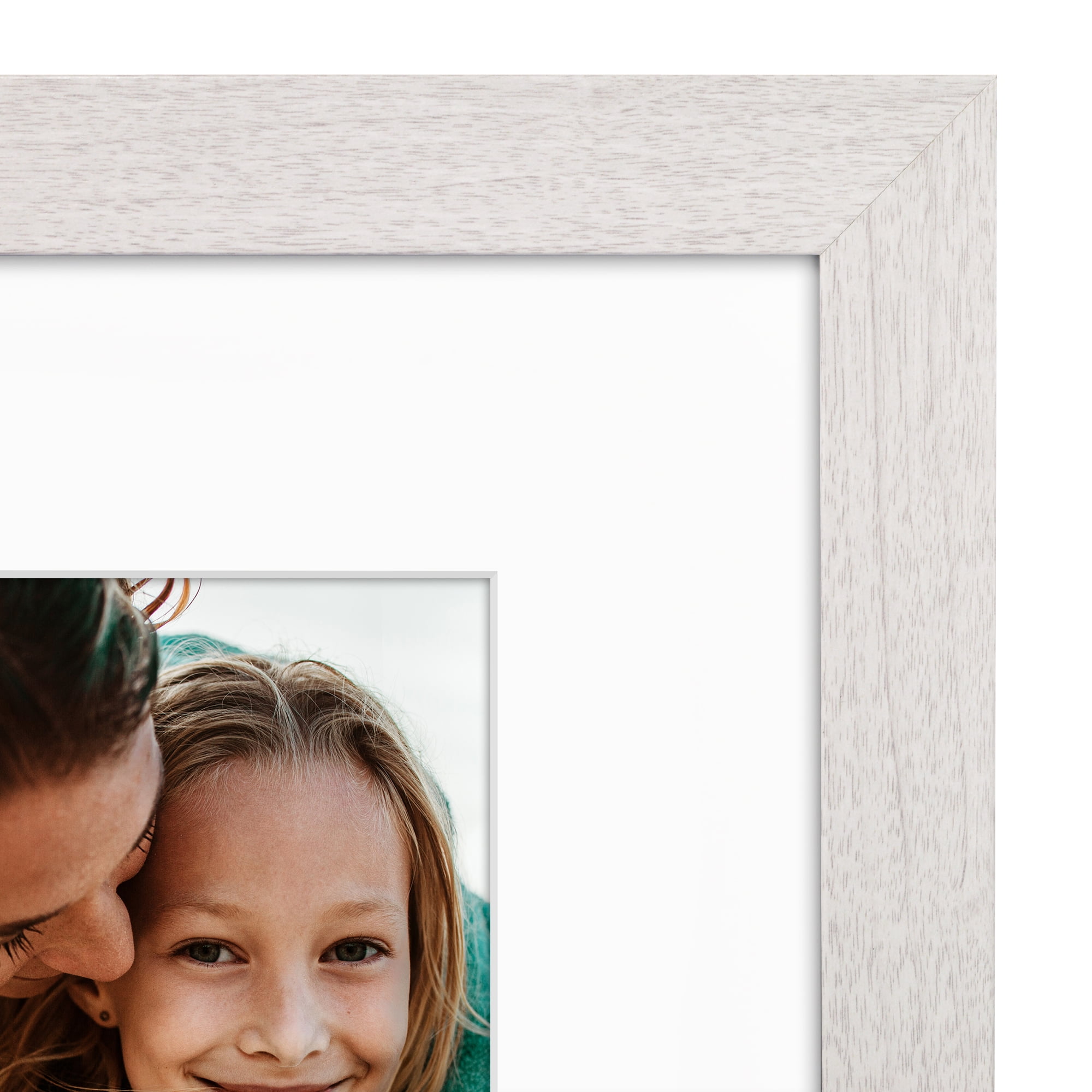 Americanflat 8x10 Picture Frame with Shatter-Resistant Glass with 5x7 Mat Display Photo Hudson Wide - White