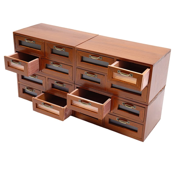 Vintage Small Wooden Desktop Storage Box Drawer Display Shelf Organizer Craft