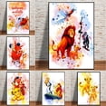 thumbnail image 4 of Póster de la película El Rey León de Disney con impresiones en acuarela de Simba Hakuna Matata, pintura en lienzo, arte de pared, imagen de dibujos animados de animales, decoración del hogar, 4 of 5