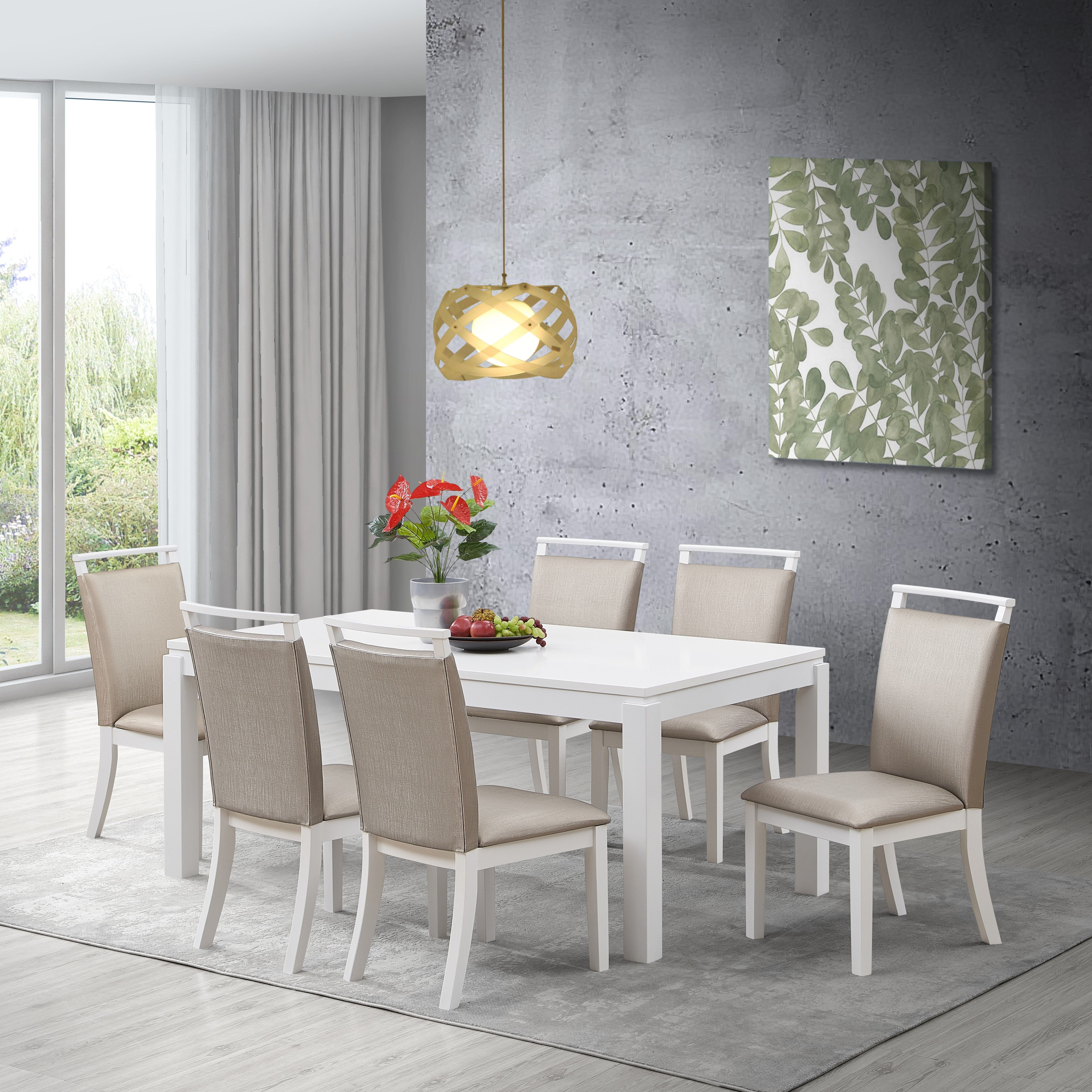 Pilaster Designs 7 Piece Dining Set, Dining Room Table And 6 Chairs Grey