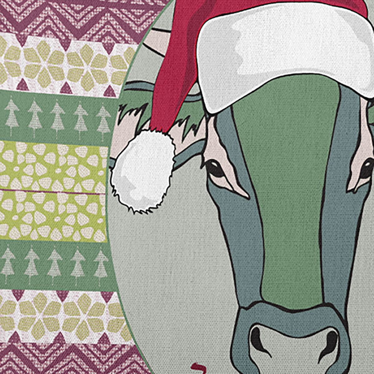 16" x 16" Simply Daisy Mooy Christmas Polyester Indoor/Outdoor Pillow, Grey Green Qty 1