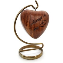 5MOONSUN5 Wooden Heart Urn Keepsake Cremation Urn for Human pet Ashes Handcrafted Urn Heart Shaped - Perfect for Adults & Infants with Brass Stand 6inch with Engraving - Always in My Heart