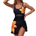 thumbnail image 3 of Bxsruta Plus Size Womens Sleeveless Printed Push Up Padded Swimsuit Tummy Control One Piece Swim Dress with Mesh, 3 of 7