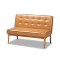 thumbnail image 3 of Baxton Studio Arvid Mid-Century Modern Tan Faux Leather Upholstered and Walnut Brown Finished Wood 4-Piece Dining Nook, 3 of 7