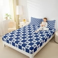 thumbnail image 4 of Feelyou Winter Snowflake Teens Full Size Sheets, Blue Plaid Checkered Bed Sheets, Merry Christmas Sheet Sets, Lightweight Room Decor, 4 Pieces, 4 of 7