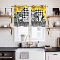 thumbnail image 2 of 2 Panels Kitchen Tier Curtains 39 Inch Length, Black White Farmhouse Grommets Window Treatment Curtain, Cute Farm Animal Sunflowers Thermal Curtains Drapes for Living Room/Bathroom, 2 of 9