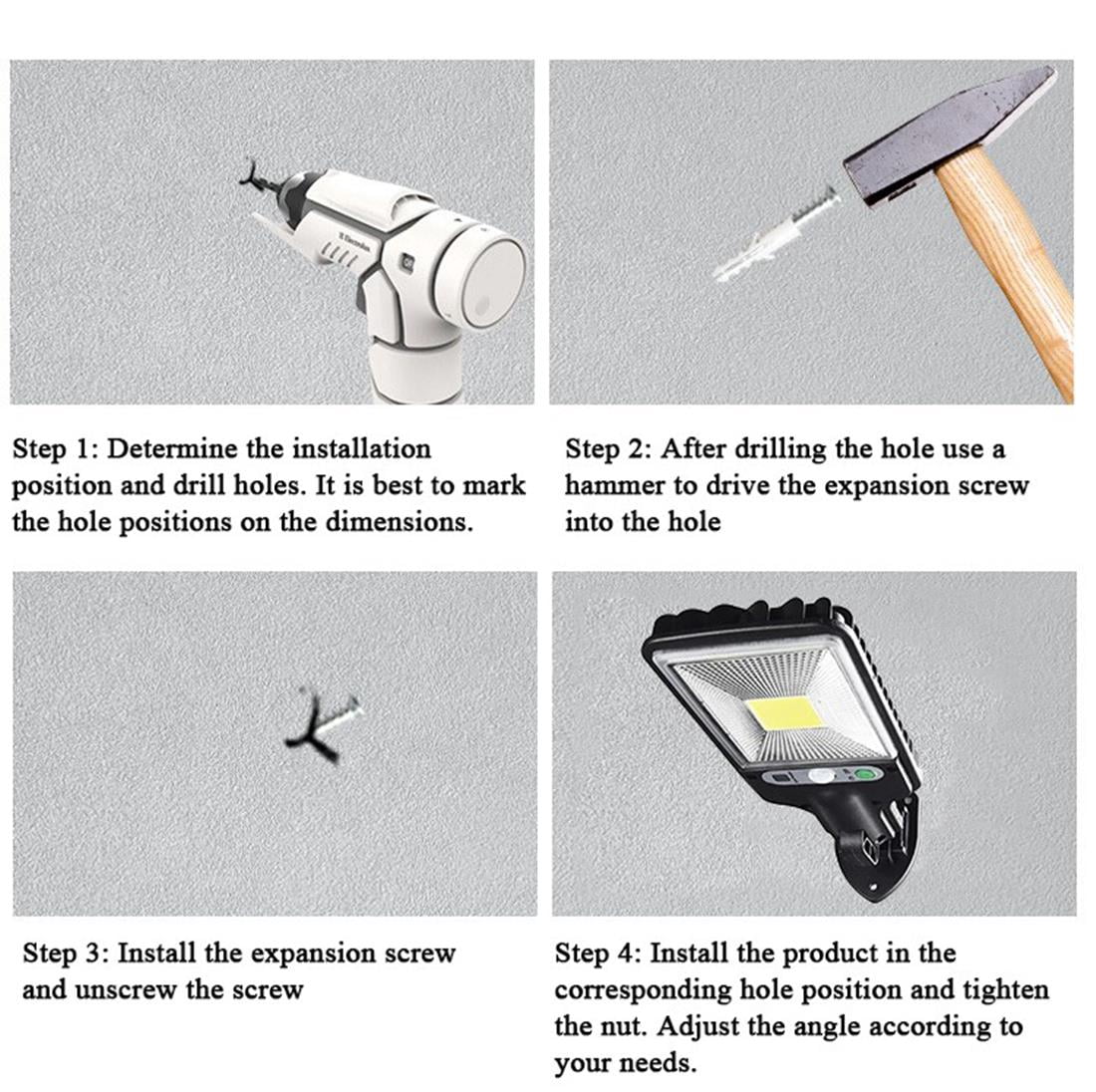 Solar Motion Sensor Lights Outdoor with 3 Modes and 1200mAh Battery