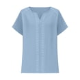thumbnail image 4 of Penkiiy Spring Summer Fashion Must-Have: Premium Soft Stretch V-Neck Lace Trim Blouse | Women's Tops for Casual & Party 2XL Blue, 4 of 9