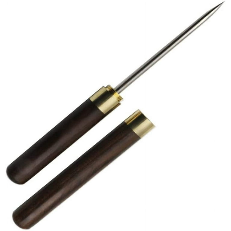 9-Inch Ice Pick With Wooden Handle & Cover – Stainless Steel Ice Breaker For Kitchen, Bar, Camping, Red