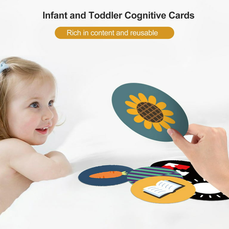 Aimiya 18Pcs Baby Educational Flashcards Mini Round Reusable Rich Content  Comfortable Grip Multipurpose Preschool Cognition Paper Baby Vision Trigger  Cards Educate Toy 