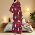 thumbnail image 5 of Women's Zipper Robe Xmas Plaid Print Housecoats Long Sleeve Pajamas with Pocket Soft Knee Length Nightgowns Fitted Bathrobes Comfy Christmas Pajama, 5 of 9