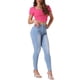thumbnail image 2 of INSPIRAR CHIC Blusas Básicas Casuales de Cuello Cuadrado con Mangas Cortas de Punto Acanalado y Dobladillo Curvo XS Rosa Fucsia, 2 of 6