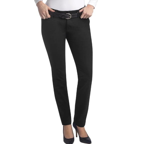 Dickies Womens Work Pants - Mid Rise Skinny Stretch Fit Twill Pull On Office Casual Pants for Women