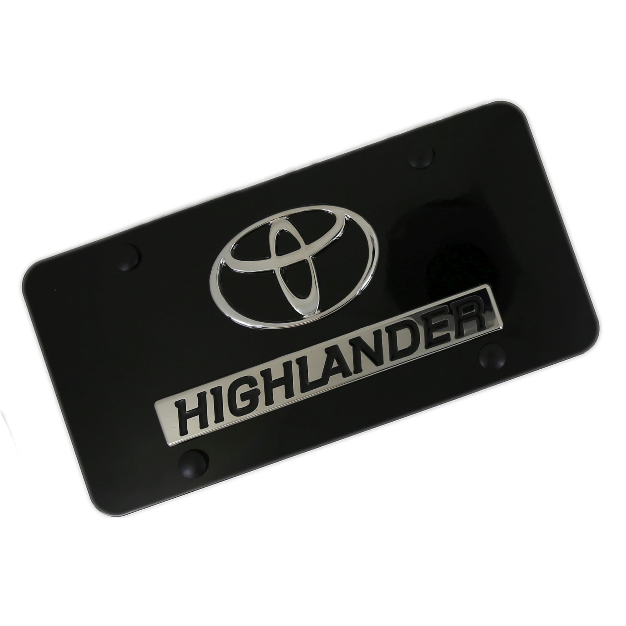 Toyota Dual Logo Highlander License Plate (Chrome on Black)