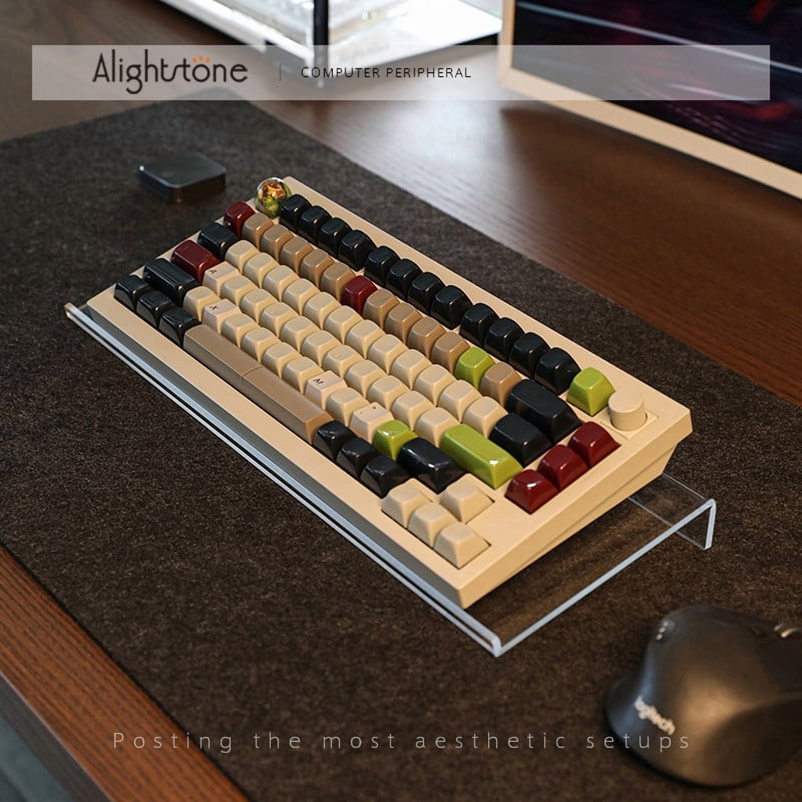 Acrylic Keyboard Riser Stand, Ergonomic Tilted Keyboard Holder for Desk, Clear Desktop Stand