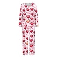 thumbnail image 4 of Hueook Valentine Day 2 Piece Set Valentines Day Pj Women's Casual Valentine's Day Non Positioning Printed Long Sleeved+cropped Pants with Pockets Home Sports Pajamas Set Pink L, 4 of 6