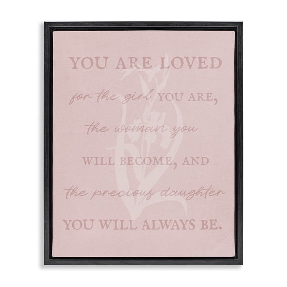 Stupell Industries Traditional Daughter You Are Loved Black Floating Frame Canvas Art, 17 x 21, by Lil' Rue
