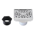 thumbnail image 7 of Kingston Brass BSF9771C Watercourse Scroll 4-Inch Brass Square Grid Shower Drain with Hair Strainer in Polished Chrome, 7 of 7