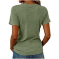 thumbnail image 5 of Tqcoqu V Neck Short Sleeve T-Shirts for Women,Womens Cotton Blend Solid Casual Basic Daily Tops,Army Green Women's S-XXL, 5 of 6
