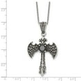 thumbnail image 5 of Stainless Steel Necklace with Pendants Chain Antiqued and Polished Black CZ Cross w/Wings 20 inch, 5 of 5