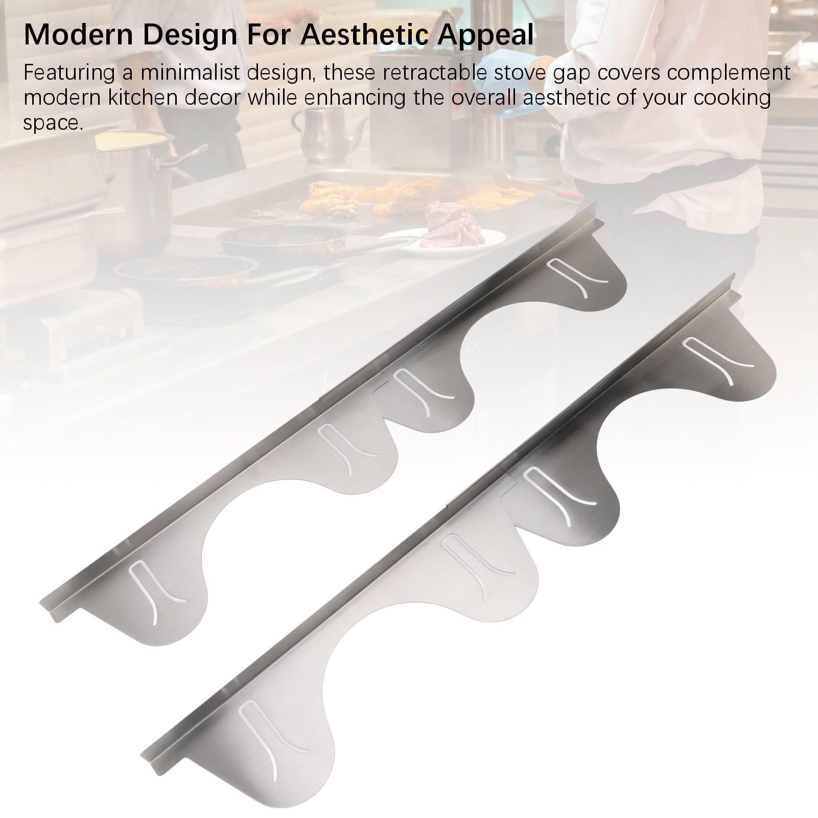 BIMZUC 2‑Pack Stainless Steel Retractable Stove Gap Covers, 35‑70 cm Adjustable, Silver, Kitchen Counter Guard