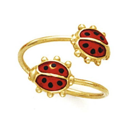 - 14k Yellow Gold Double Ladybug Toe Ring - 1.1 Grams
