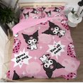 thumbnail image 1 of Juego de ropa de cama con dibujos animados de Anime Sanrio Kawaii Kuromi, edredón, funda de almohada, ropa de cama para niños, 1 of 4