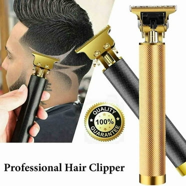 Professional Trimmer Hair Clippers T Blade Trimmer Cutting Beard USB Charge Cordless Barber Shaving Machine -Gold