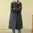 thumbnail image 6 of Jinhomg Long Winter Jacket for Women Lightweight Comfy Button Down Hooded Puffer Coat Casual Warm Outerwear with Pockets Summer Saving Black L, 6 of 10