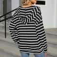 thumbnail image 4 of Winter Striped Drawstring Hooded Long Sleeve Sweatshirt Top for Women Cozy Casual Pullover, 4 of 6