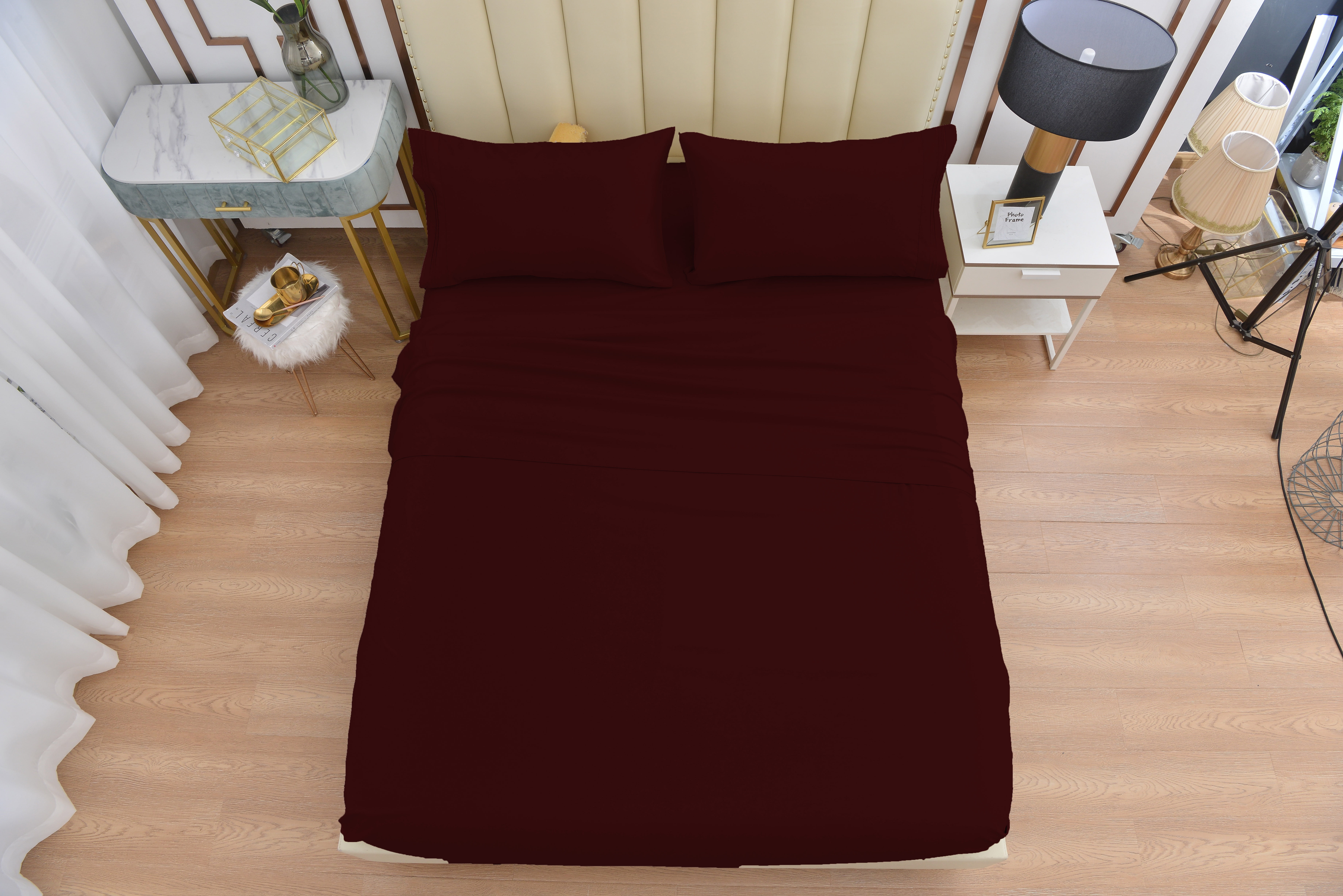 6 Piece Rayon Made From Bamboo Sheet Set by OKAO, Calking Burgundy Sheets-Silky Soft- Wrinkle Free-Deep Pockets-Softer and Stronger Than Cotton-1 Fitted Sheet, 1 Flat, 4 Pillowcases Cal King, Burgundy