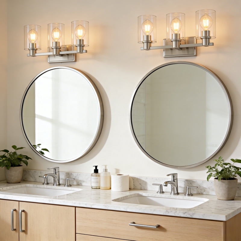 Deyidn 3-Light Modern Vanity Light - Wall Mounted Bathroom Mirror Lighting with Glass Shade, Farmhouse Style for Bedroom/Dressing Room