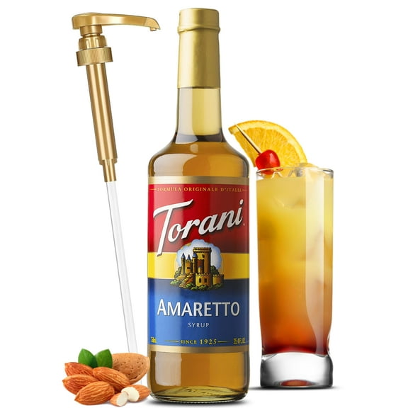 Torani Amaretto Syrup with Little Squirt Syrup Pump, 750ml 25.4 Ounces