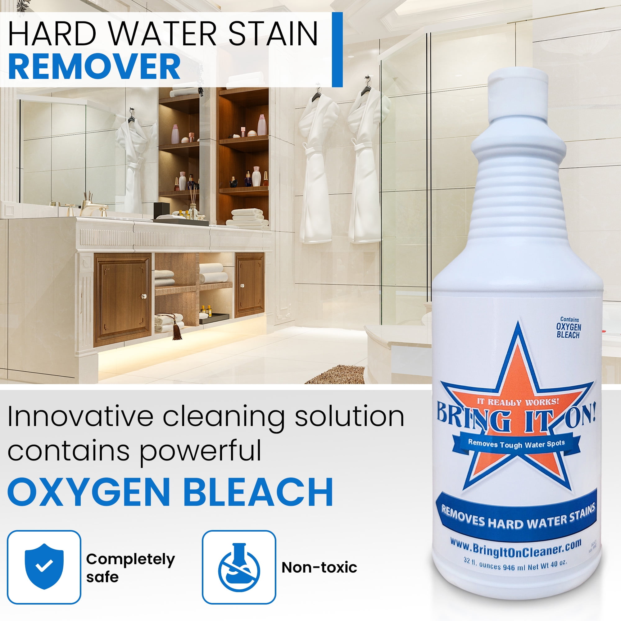 Recently found this cleaner for hard water stains, and found out it's one  that actually works! I've been trying to clean this fiberglass tub for  years! The orange hard water stains just