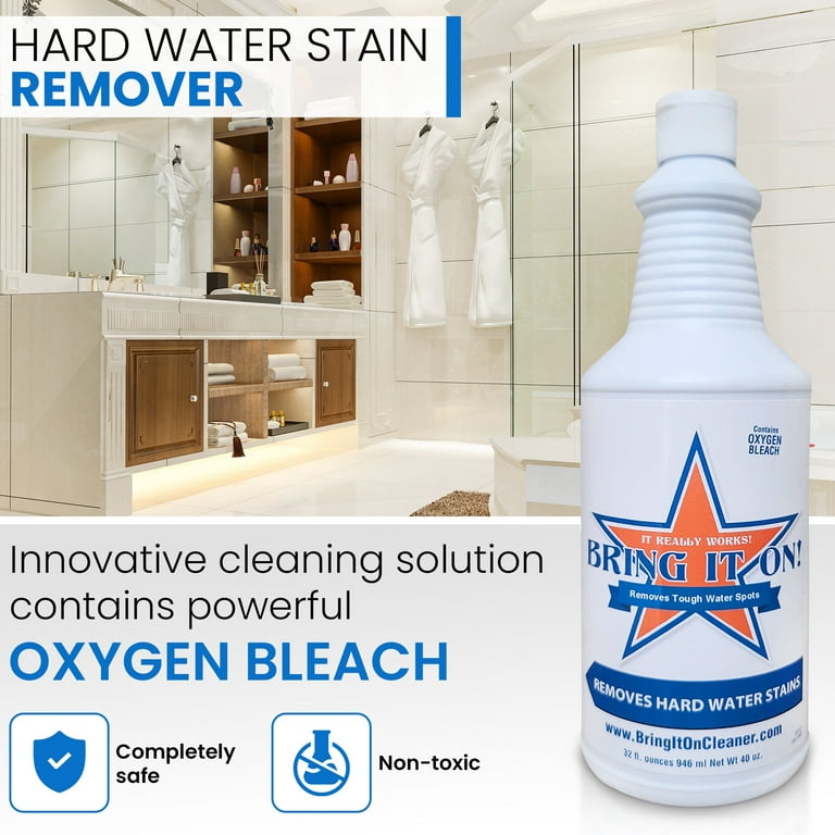New Bring it On Cleaner Hard Water Spot Remover Eco Friendly Shower Glass  Cleaner Most Effective for Fiberglass, Windows, Chrome, Tubs, Granite,  Steel, Soap Scum, Tile and Grout - 2 x 32