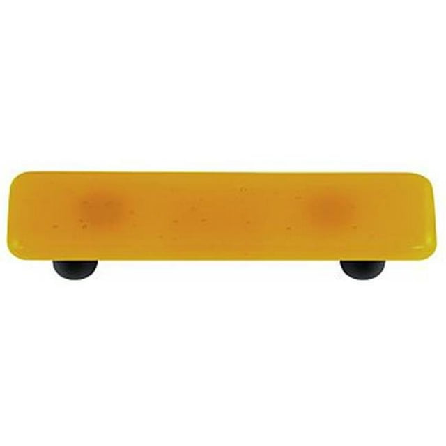 Hot Knobs HK1013-PB Medium Amber Rectangle Glass Cabinet Pull - Black Post