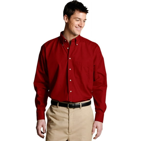 Edwards Men's Poplin Long Sleeve Shirt - 1280, M 33, BRICK