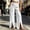 White, variant on Women Wide Smocked Drawstring High Waist Split Hem Linen Blend Wide Leg Floor Length Pants Vacation Casual Trousers White XXL