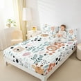 thumbnail image 4 of Homewish Kawaii Giraffe Bear Lion 4 Pieces Queen Sheet Sets for Child Boys Girls,Chic Floral Flower Ultra Soft Flat Sheet,Cartoon Animal Queen Fitted Sheet,Super Cozy Room Decor, 4 of 7