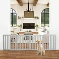 thumbnail image 5 of WDZS Extra Wide Dog Gate 24 Inch High Freestanding Indoor Pet Door for House Doorways Stairs Halls, Foldable Wood Outdoor Safety Fence 4 Panels,Grey, 5 of 13