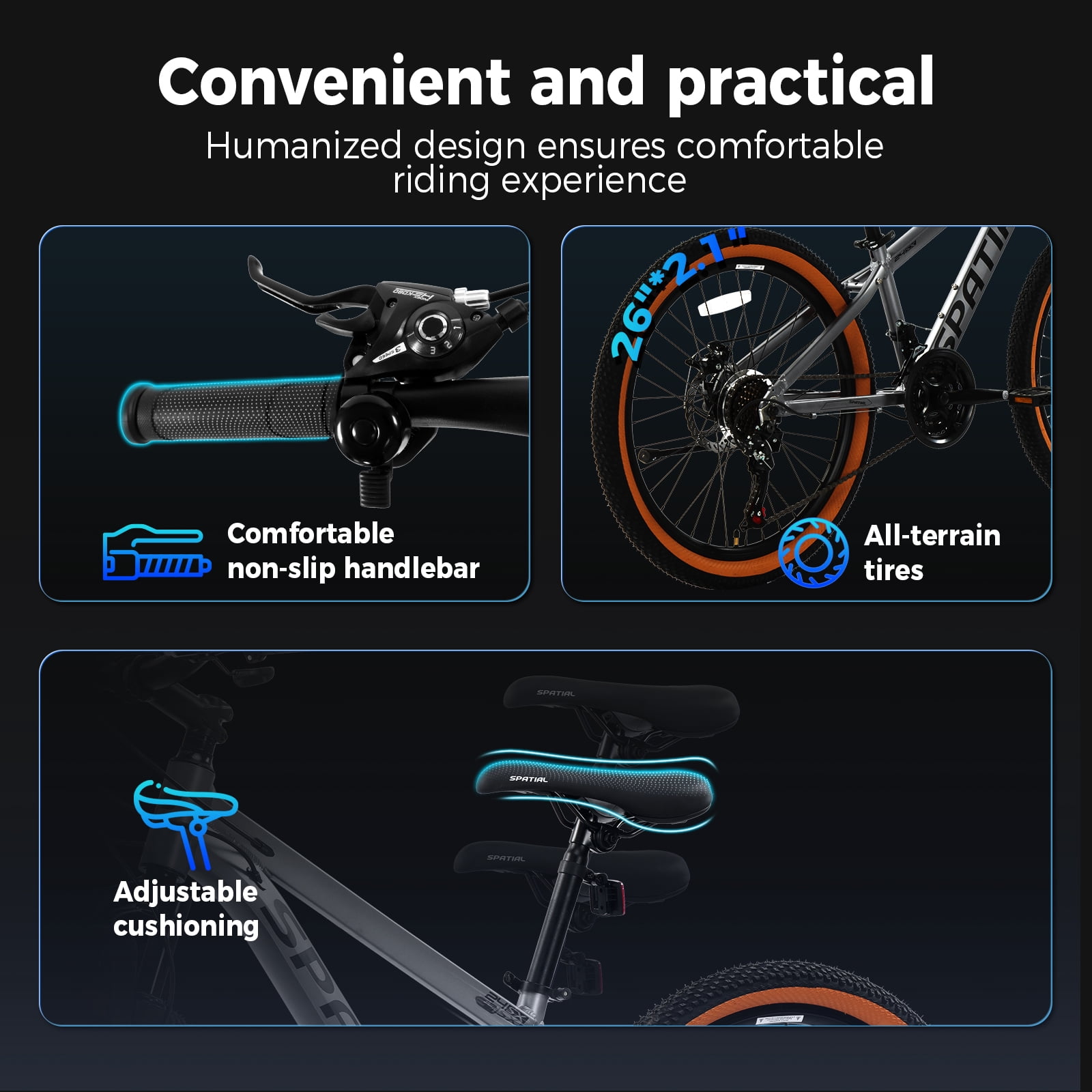 SPATIAL 24/26/27.5/29 inch Mountain Bike,8/21 Speed Lightweight
