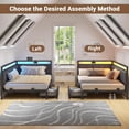 thumbnail image 2 of Aunfebrco Corner Bed Frame with Storage Drawers, Twin Daybed with LED Light and Charging Station, Bed Unit with Line Fabric Upholstered Fence, Modern Twin Size Bed Frame, Gray, 2 of 9