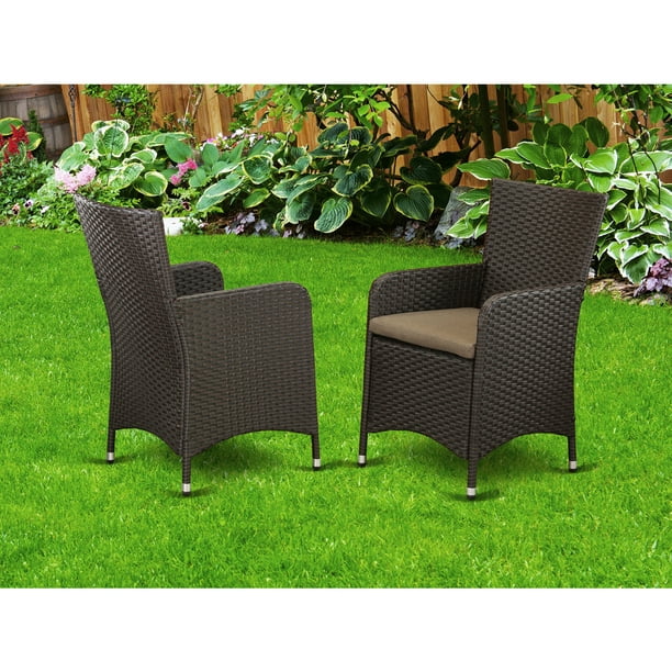 Hluc163s Outdoor Furniture Wicker Patio Chair In Dark Brown Finish Set Of 2 Com Outdoor Furniture Wicker Patio Chair, Dark Green Wicker Outdoor Furniture