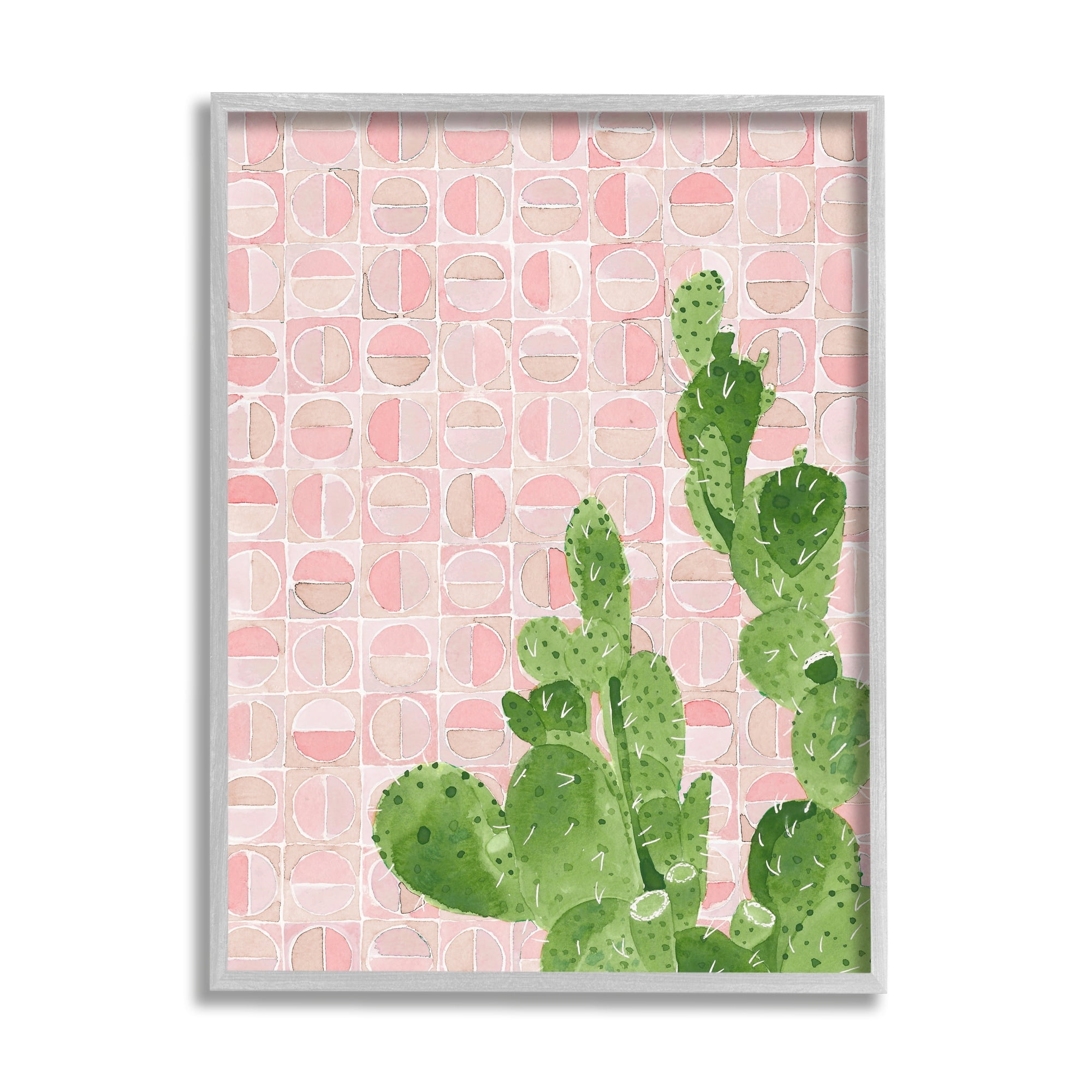 Stupell Industries Prickly Pear Cactus Plant Pink Abstract Geometric Pattern, 16 x 20, Design by Jen Bucheli