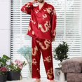 thumbnail image 4 of SWSMCLT Men's Long Sleeve Pajamas Soft Casual 2 Piece Pajama Set Pj Set Satin Pants Button Down Silky Spandex Fall Burgundy Small, 4 of 4