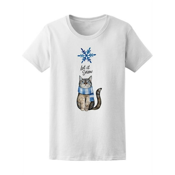 Grey Cat Watercolor Snowflake T-Shirt Women -Image by Shutterstock, Female x-Large