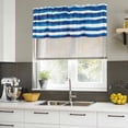 thumbnail image 4 of Blue Stripe Curtain Valances for Windows, Kitchen Valance Window Treatments Panel 2 Pack, Ocean Beach Watercolor White Geometric Rod Pocket Short Curtains for Bathroom Bedroom 42 x 18 Inch, 4 of 8