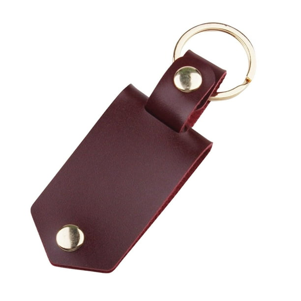 Llavero de cuero de PU con anilla circular para coche, duradero y versátil, a presión. Rojo