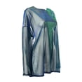 thumbnail image 6 of Douhoow Women Shiny Sheer Mesh See Through Tops Summer Loose Blouse Long Sleeve Cover ups, 6 of 7